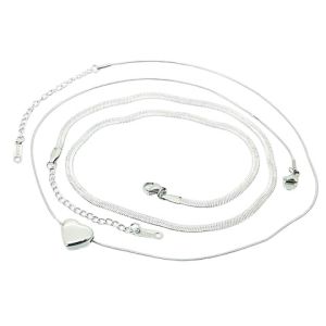 Dámsky oceľový náhrdelník dvojitý s príveskom srdce