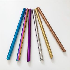 Kovová slamka skosená na smoothie 