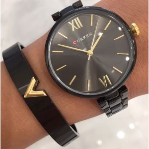 Čierne kovové hodinky BF