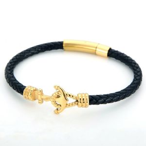 Pánsky kožený náramok kotva BF