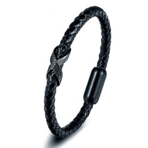 Pánsky kožený náramok čierny
