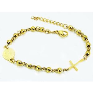 Pozlátený dámsky náramok s krížikom BF